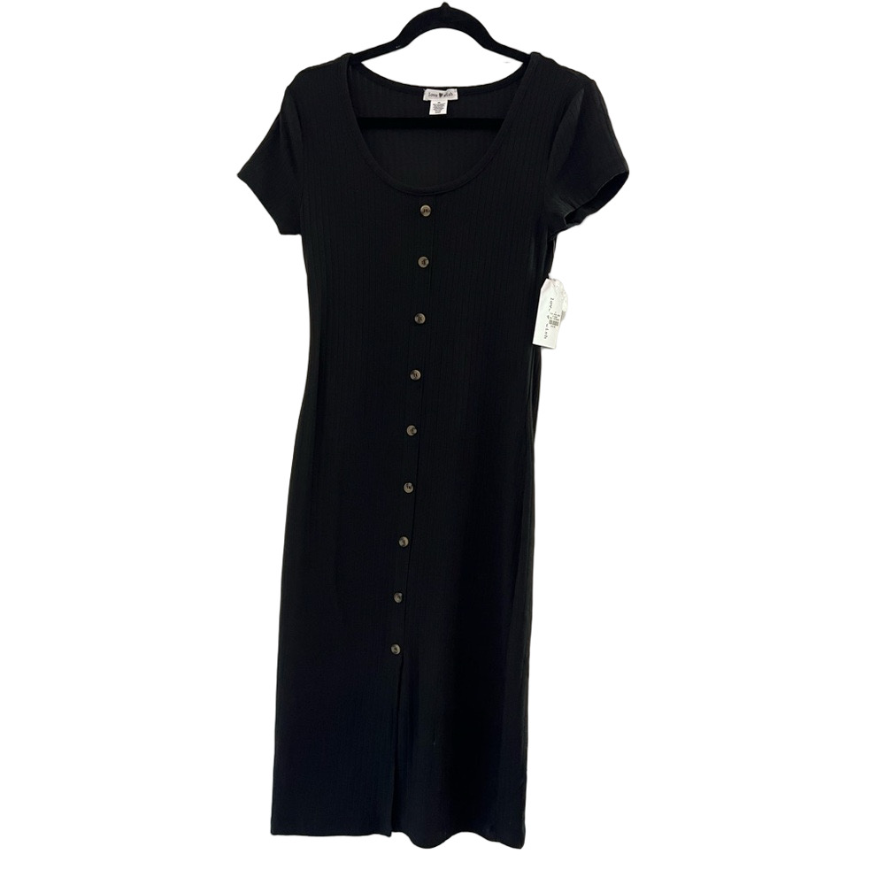 BNWT Love Wish Black Midi Dress with Button Detail